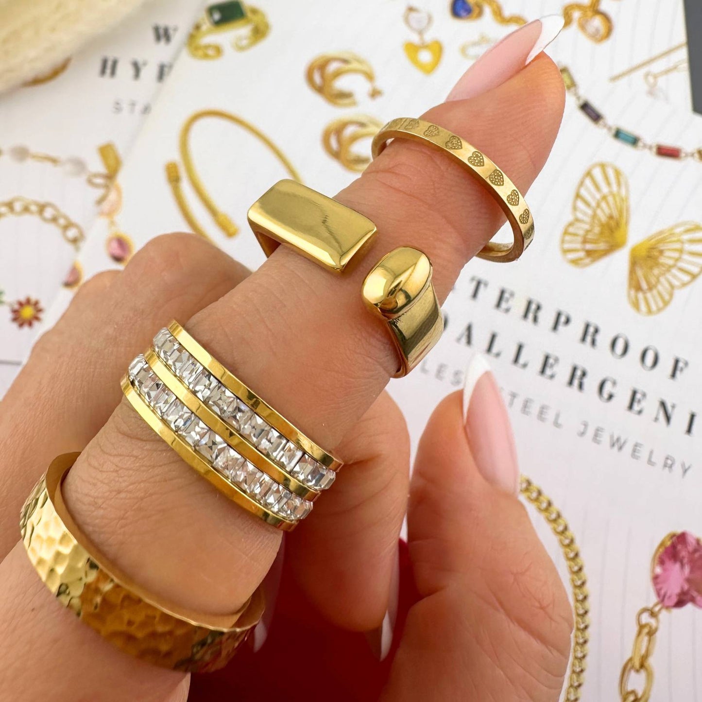 18K gold plated Stainless steel finger ring, Intensity - ZION GLAM JEWELRY