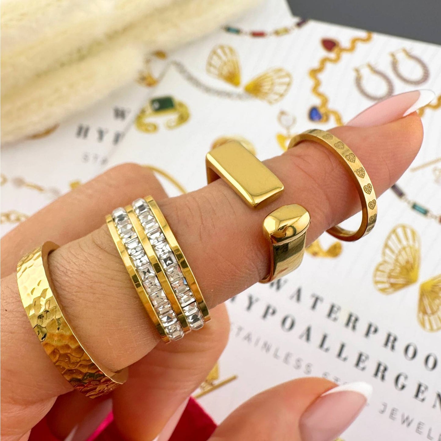 18K gold plated Stainless steel finger ring, Intensity - ZION GLAM JEWELRY