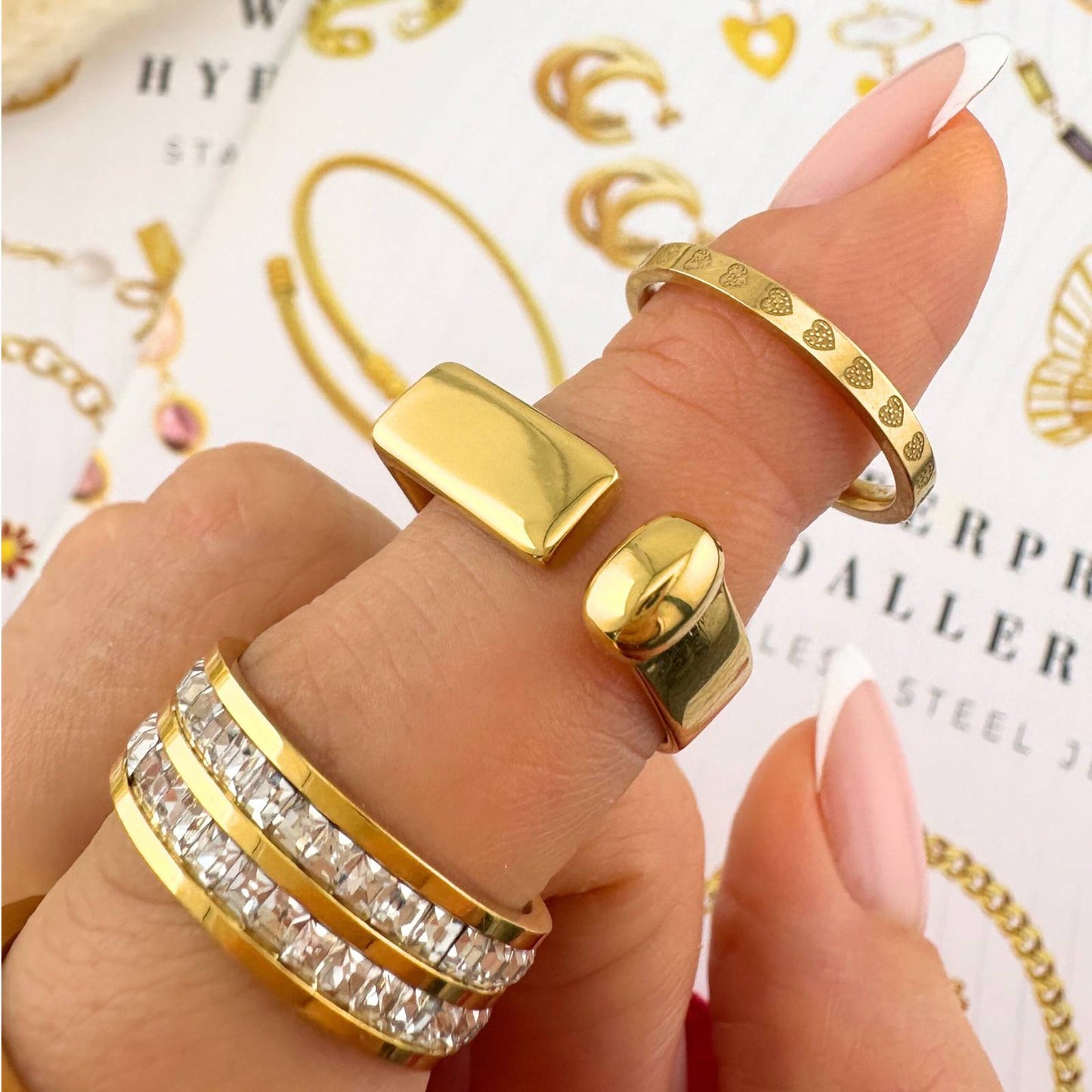 18K gold plated Stainless steel finger ring, Intensity - ZION GLAM JEWELRY