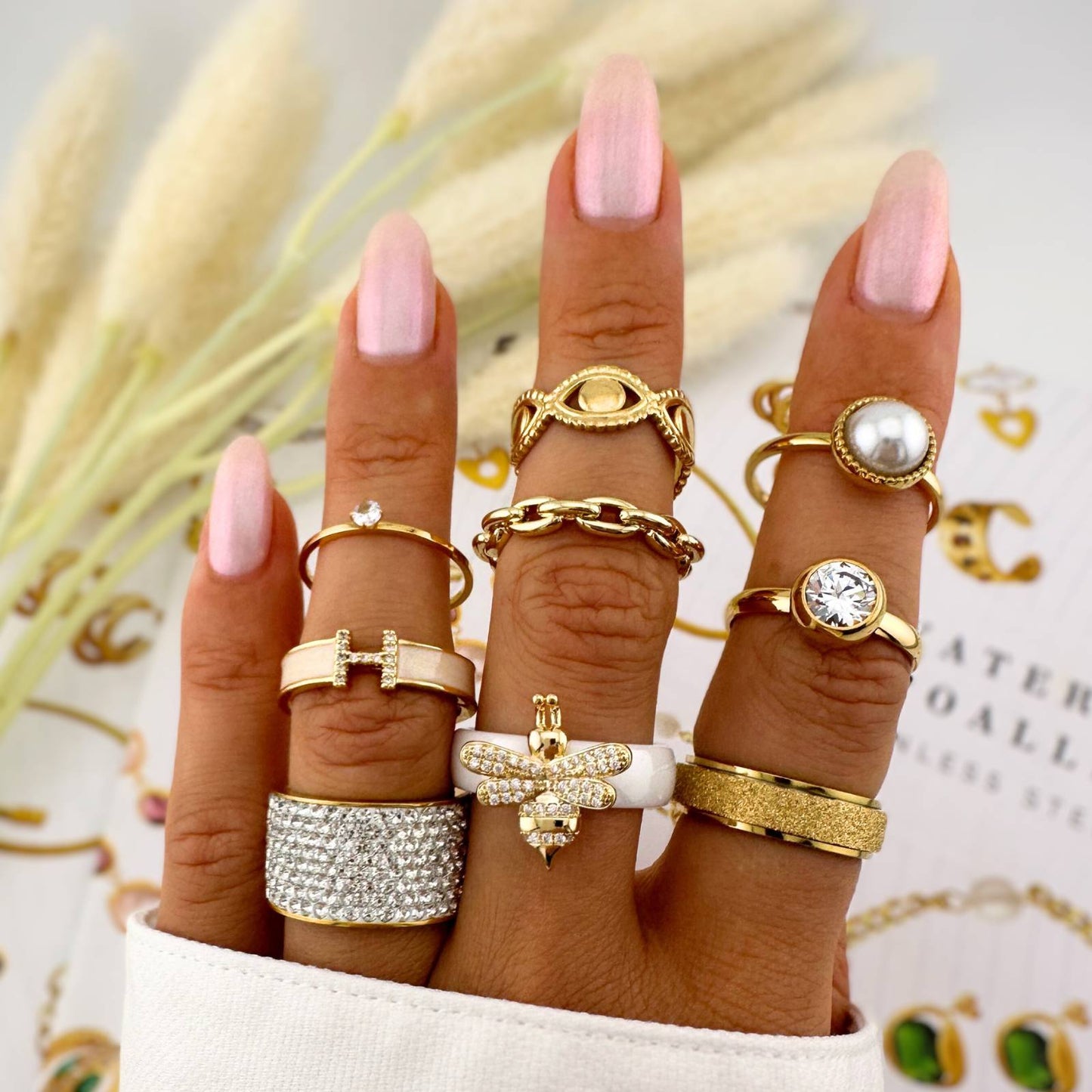 18K gold plated Stainless steel Letter H finger ring, Intensity - ZION GLAM JEWELRY