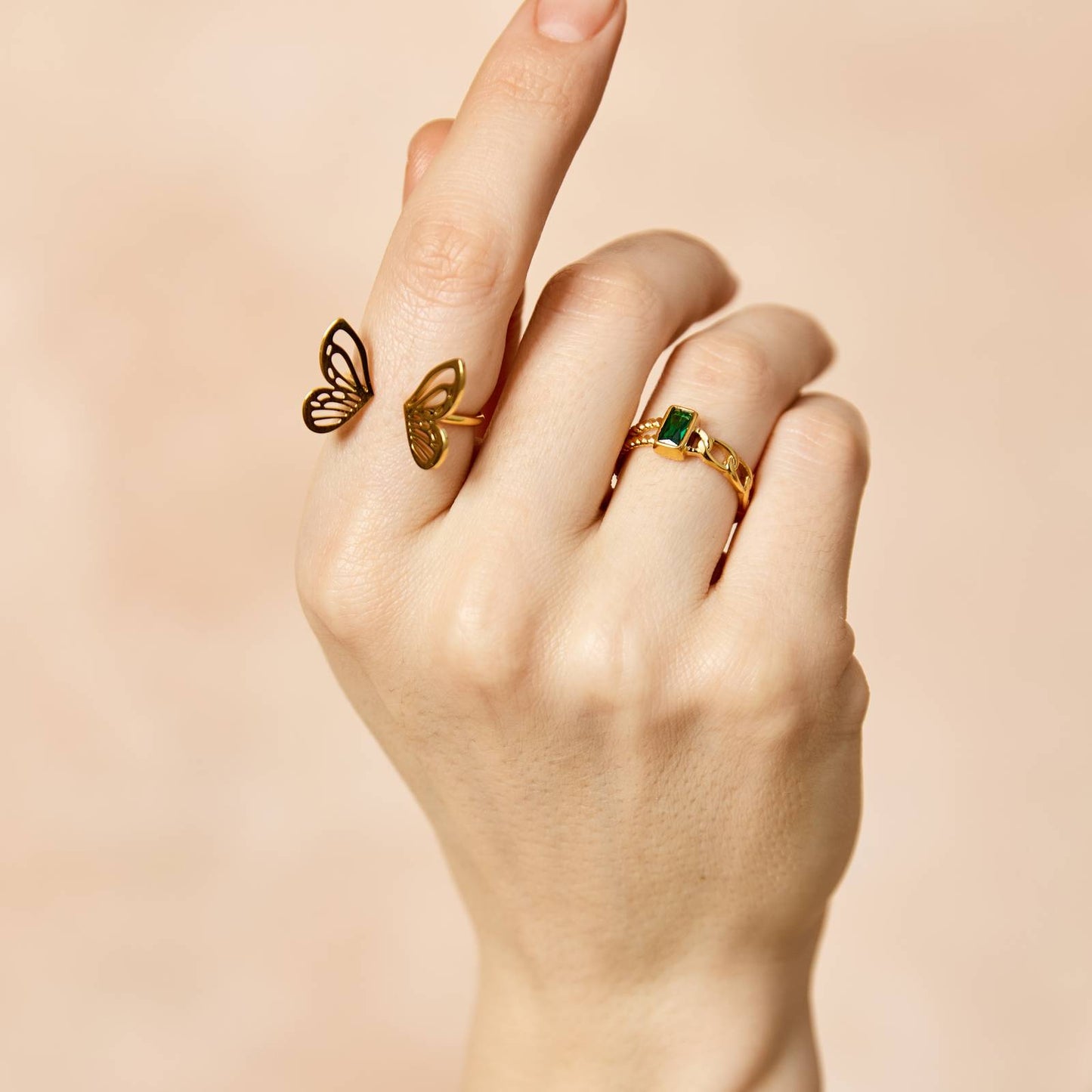 18K gold plated Stainless steel finger ring, Intensity - ZION GLAM JEWELRY