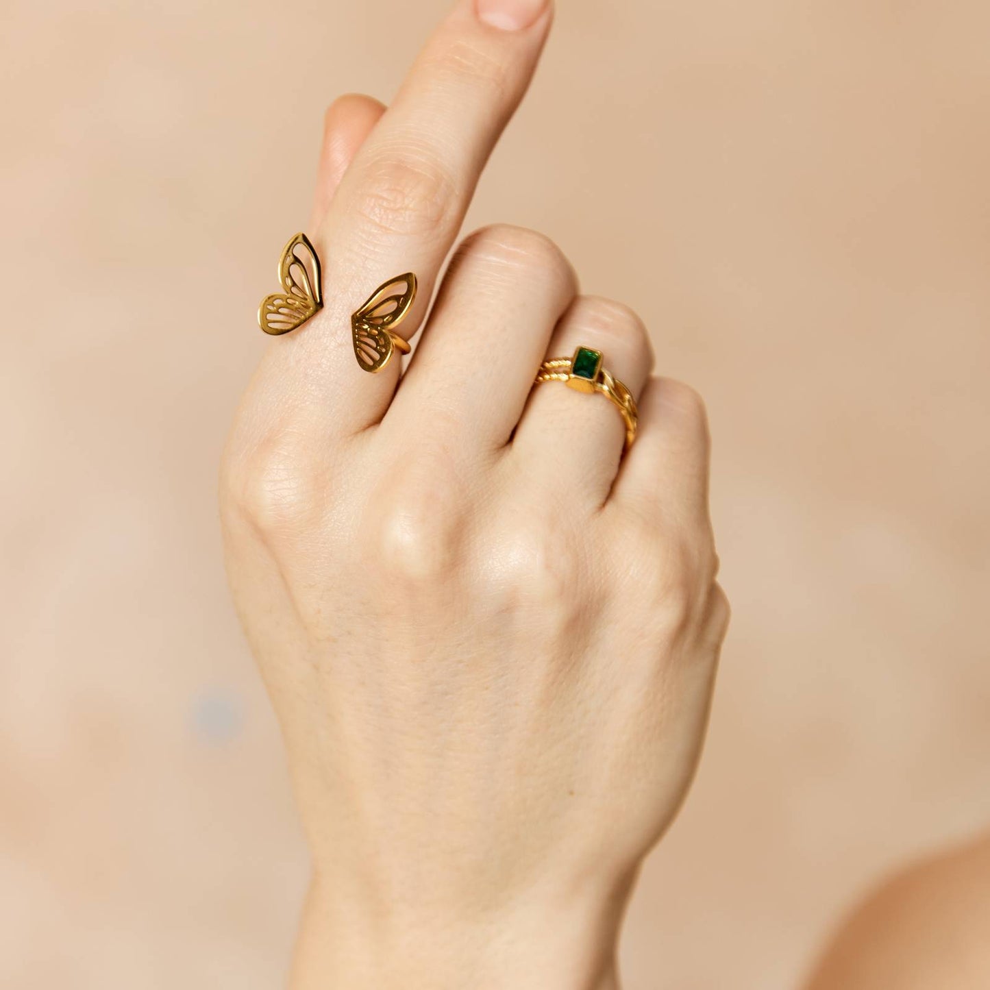 18K gold plated Stainless steel finger ring, Intensity - ZION GLAM JEWELRY