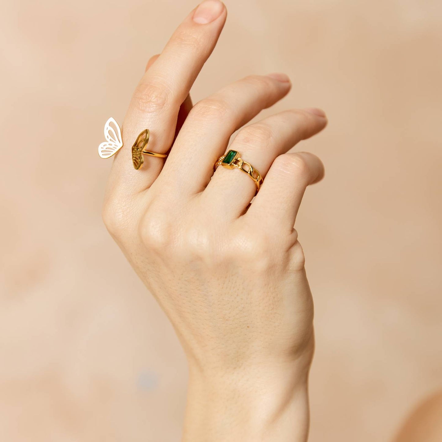18K gold plated Stainless steel finger ring, Intensity - ZION GLAM JEWELRY