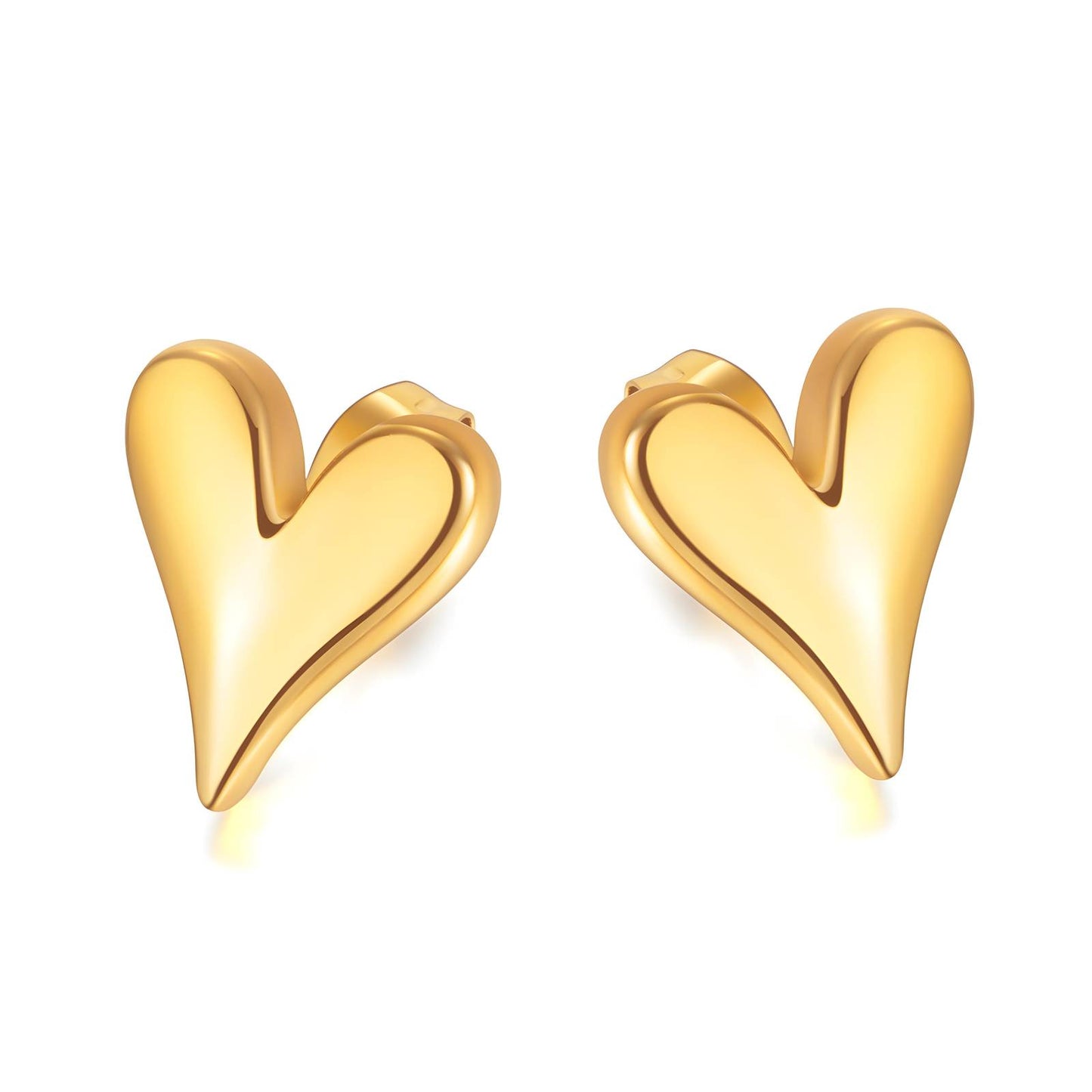 18K gold plated Stainless steel Hearts earrings, Intensity - ZION GLAM JEWELRY