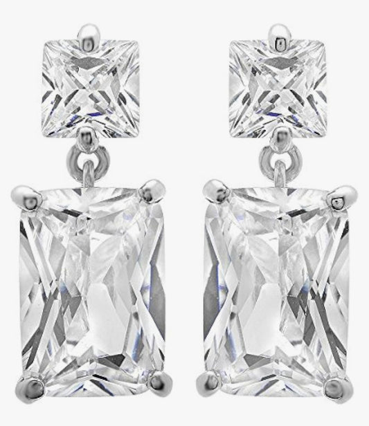 Rectangular white Dangler Earrings - ZION GLAM JEWELRY