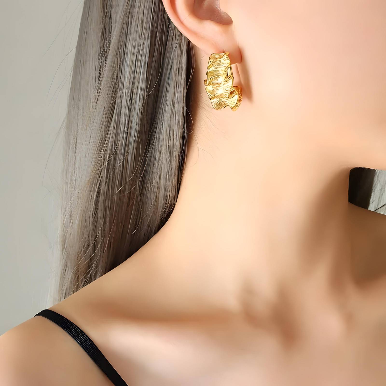18K gold plated Stainless steel earrings, Intensity - ZION GLAM JEWELRY