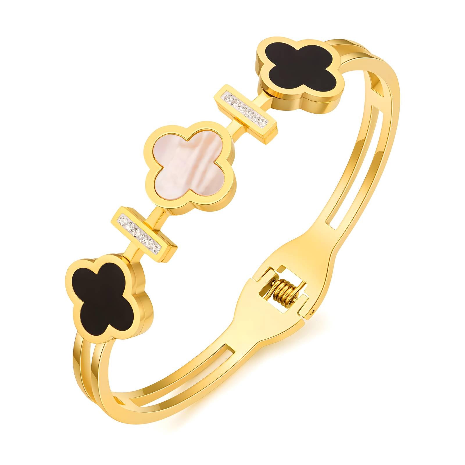 18K gold plated Stainless steel  Four-leaf clover bracelet, Intensity - ZION GLAM JEWELRY