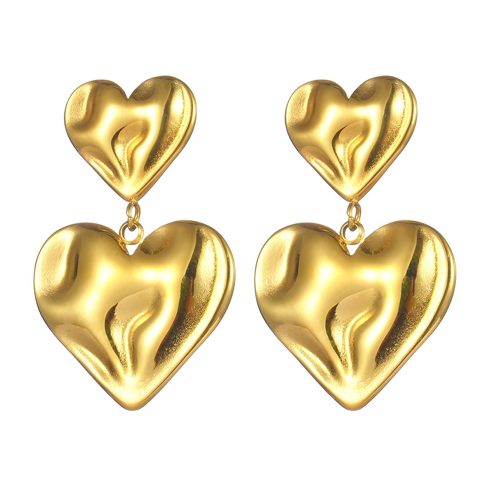 18K gold plated Stainless steel  Hearts earrings, Intensity - ZION GLAM JEWELRY