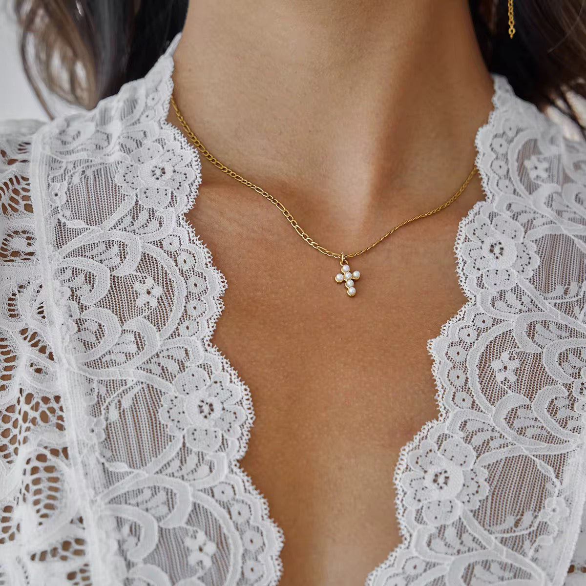 ✝️ Pearl Cross Necklace