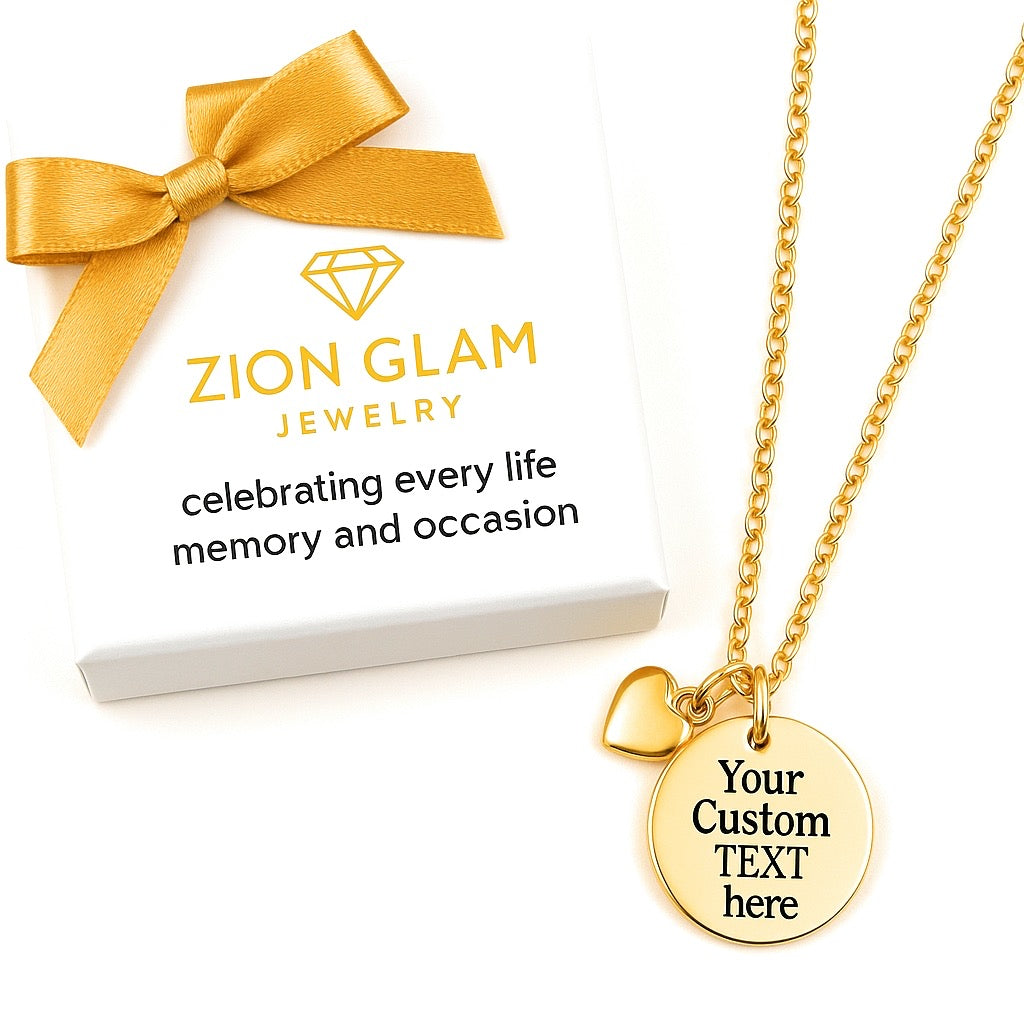 Custom Double-Sided Gold Pendant Necklace – “Love Joy Peace” with Heart, Cross & Dove - ZION GLAM JEWELRY